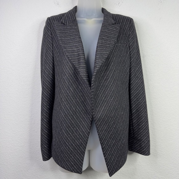 MM.LaFleur Jackets & Blazers - MM.LaFleur Blazer Women 0 Gray Wool Blend Pinstripe Open Front Career Minimalist